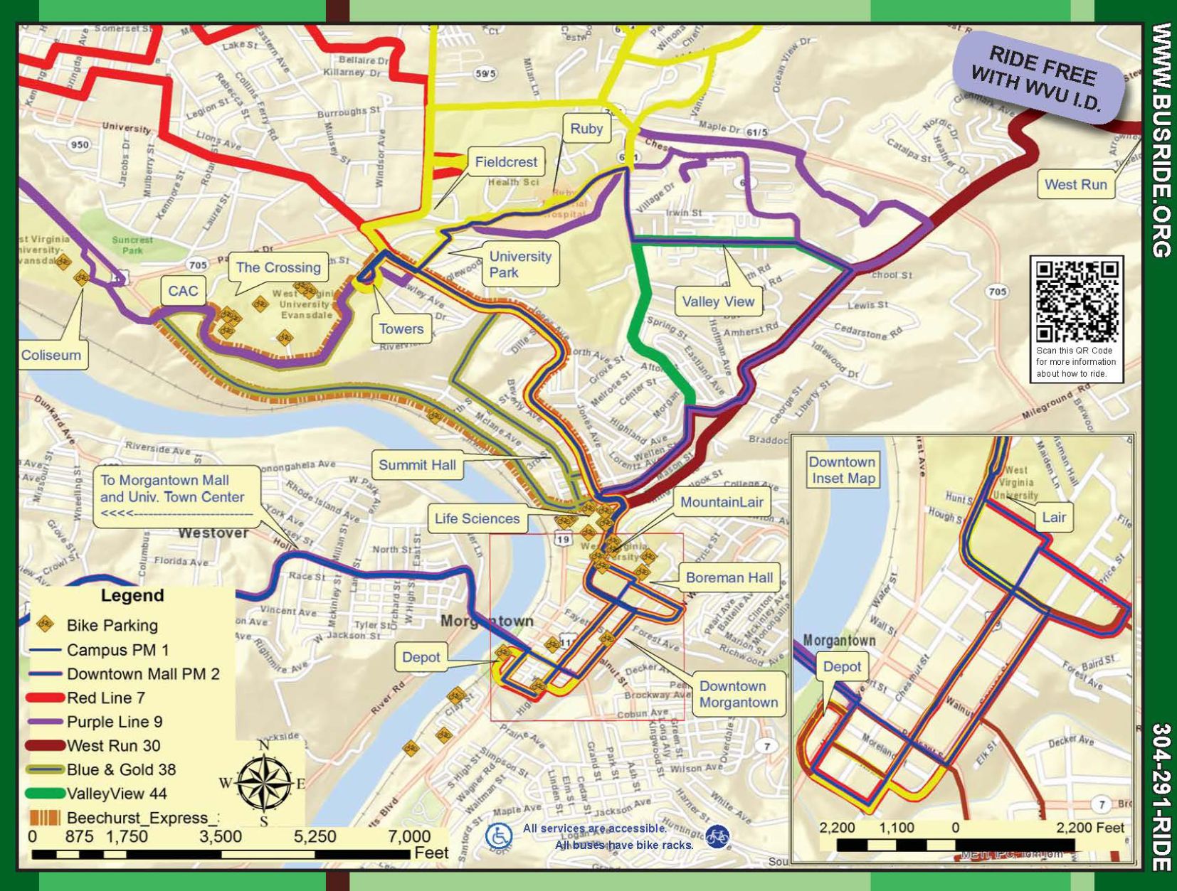 WVU Mountain Line Map